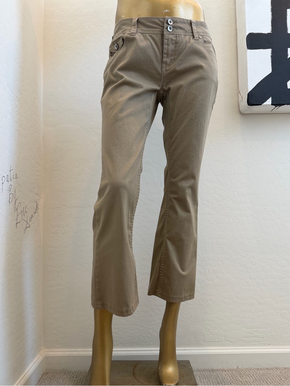 U.S. Polo Assn. Y2K Khaki Cropped Bootcut Pants Size 9/10 Stretch Cotton utility